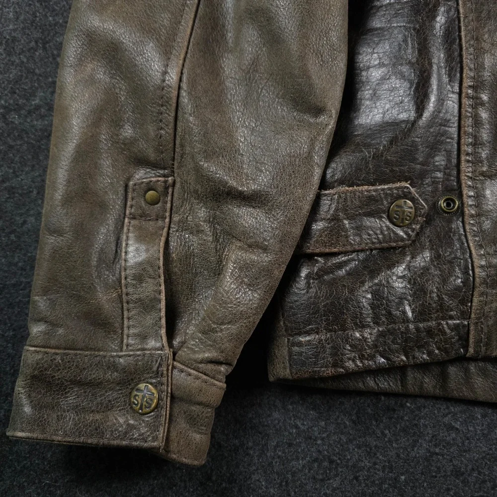 STS Ranch Wear Rifleman Distressed Brown Leather Jacket Concealed Carry Men's XL